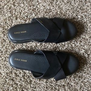 Cole Haan Grand 360 Black Platform Slip On Sandals Size 8.5M